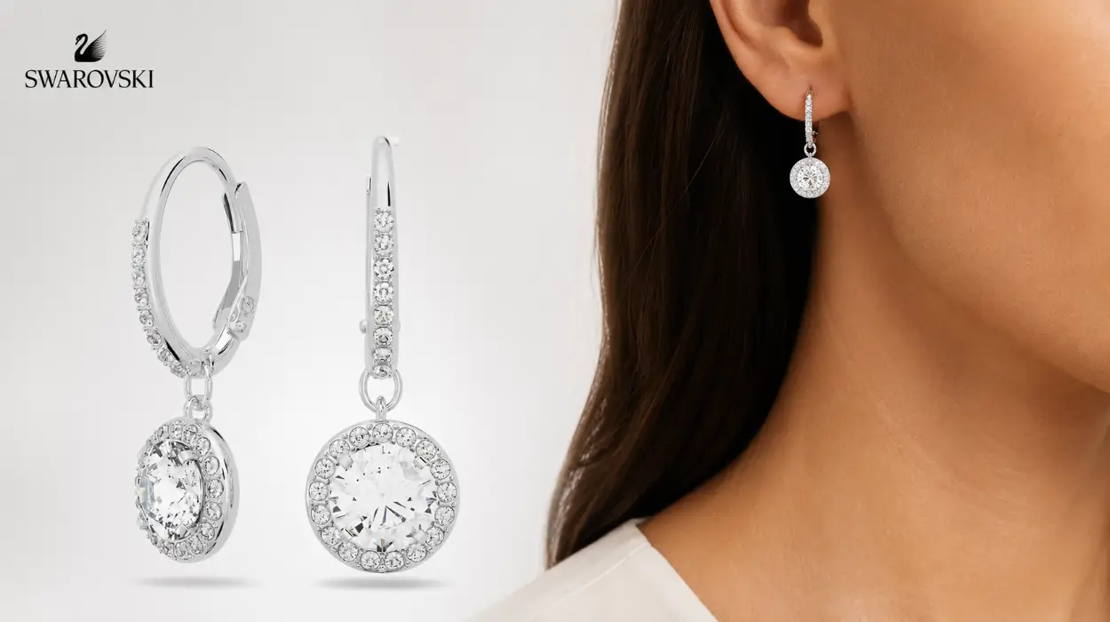 pendientes Swarovski Angelic con cristal pavé y baño de rodio