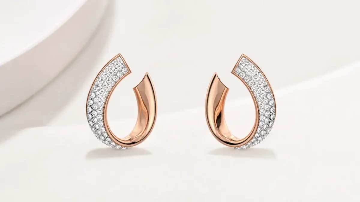 Pendientes de aro Swarovski Exist pequeños con baño en tono oro rosa