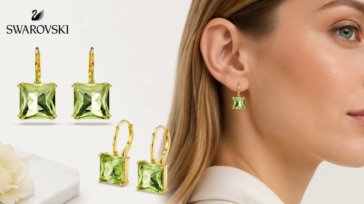 Pendientes Swarovski Millenia con cristales verdes y baño oro