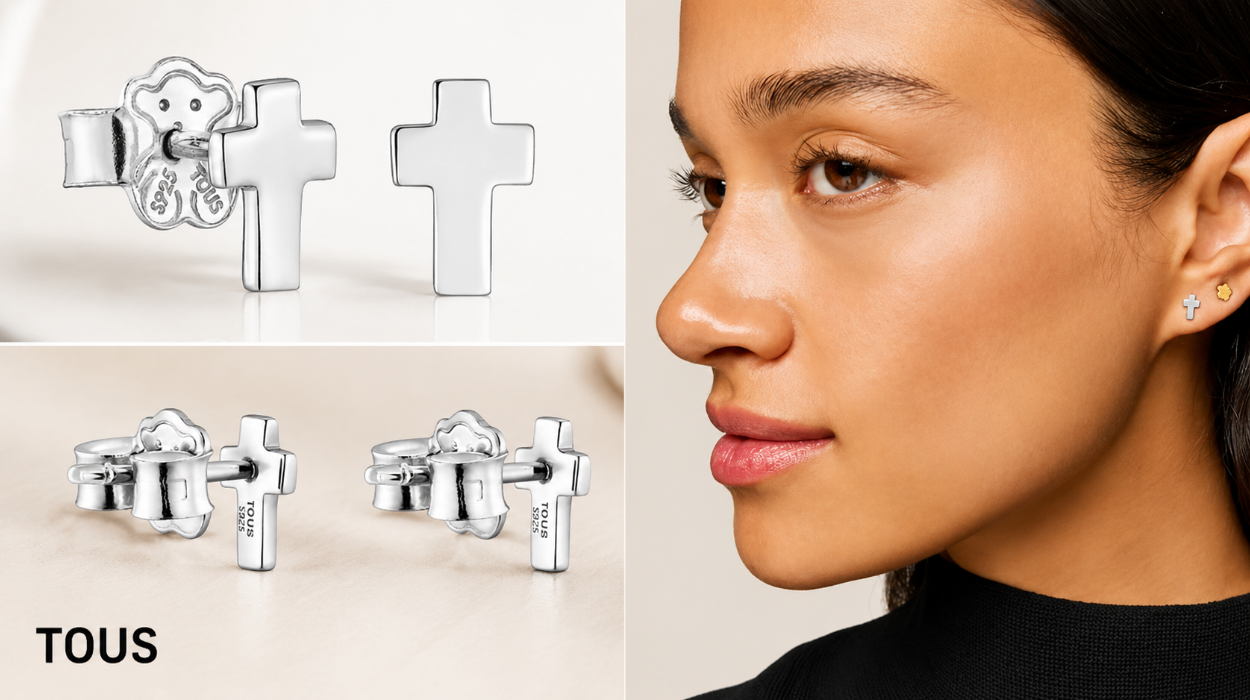 Pendientes de plata TOUS con cruz: un diseño elegante y simbólico para mujer