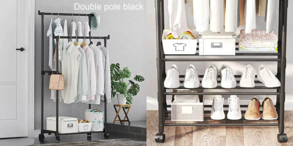 Perchero burro doble con balda inferior