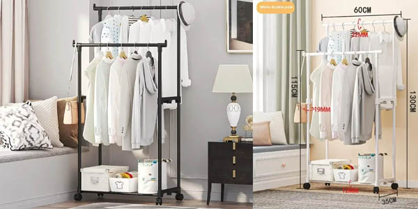 Perchero burro doble con balda inferior