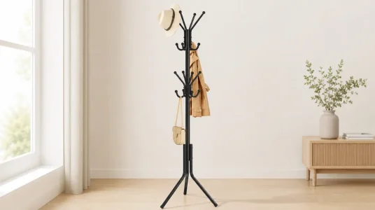 Perchero burro Songmics RCR081BH01 de metal con 16 ganchos y 175 cm de altura