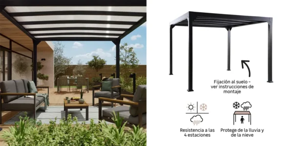 Pérgola de aluminio NATERIAL Borea de 300 x 300 cm