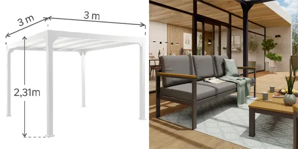 Pérgola de aluminio NATERIAL Borea de 300 x 300 cm