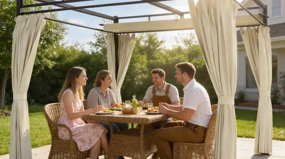 Una zona de sombra cómoda en el jardín: Pérgola de 3x3 con techo retráctil y cortinas anti-UV por sólo 201,16€ con este cupón de AliExpress