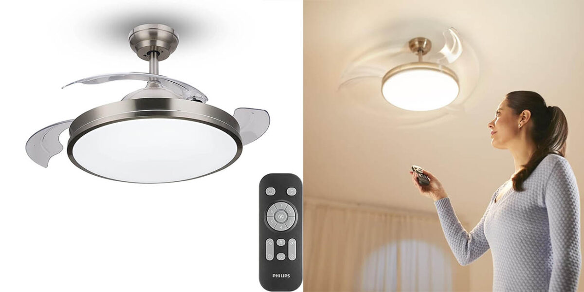 Philips Atlas ventilador de techo silencioso con luz LED y mando