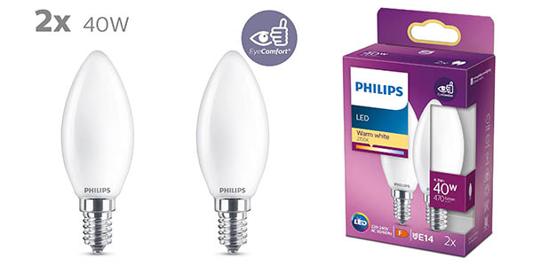 Philips bombillas LED E14 vela chollo