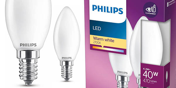Philips bombillas LED E14 vela oferta