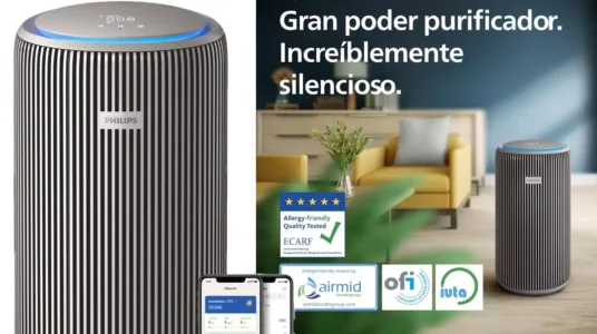 Philips PureProtect Serie 3200: Purificador de aire inteligente, HEPA y filtro de carbón activo, CADR 500 m³/h para 130 m², ultrasilencioso, captura el 99,97% de alérgenos, App conectada (AC3210/12)