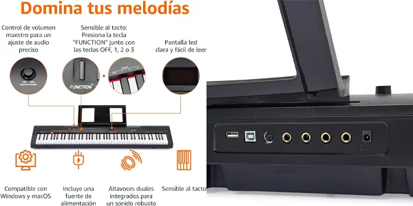 Piano digital portátil Amazon Basics
