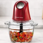 Picadora eléctrica Russell Hobbs Mini Desire Red de 350 W con cuenco de vidrio de 500 ml y cuchillas de acero inoxidable