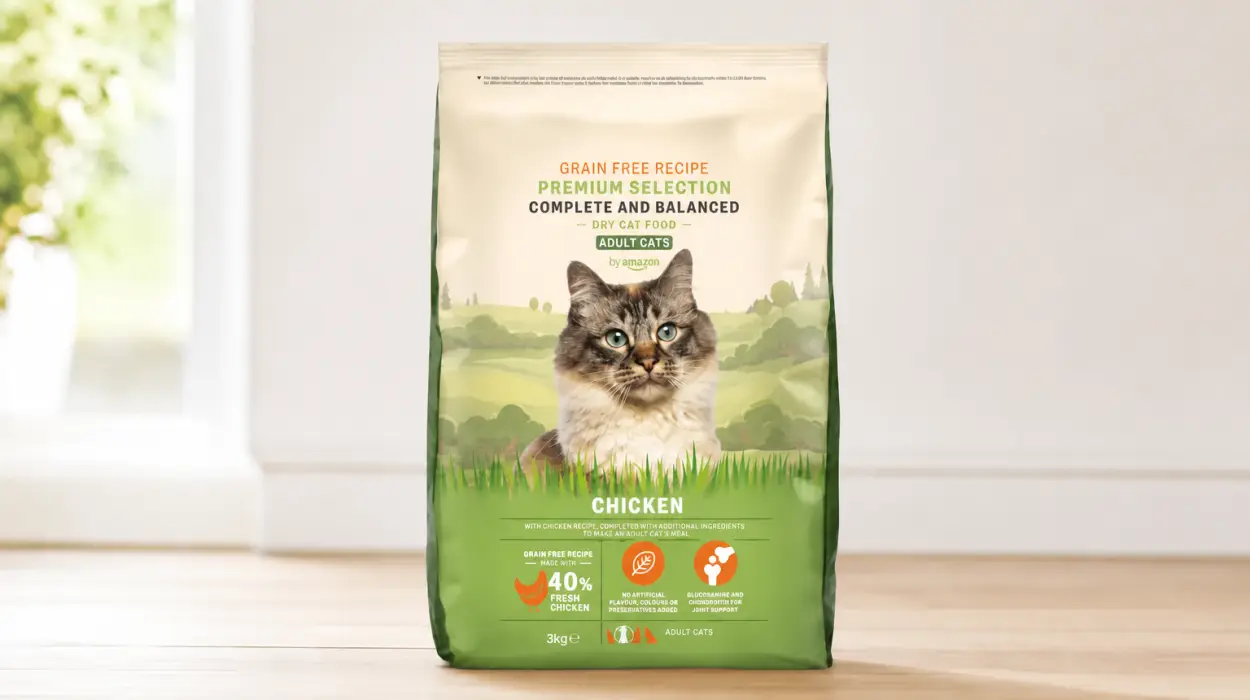 Alimento seco by Amazon para gatos adultos con pollo fresco sin cereales de 3 kg