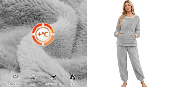Pijama polar con bolsillos para mujer