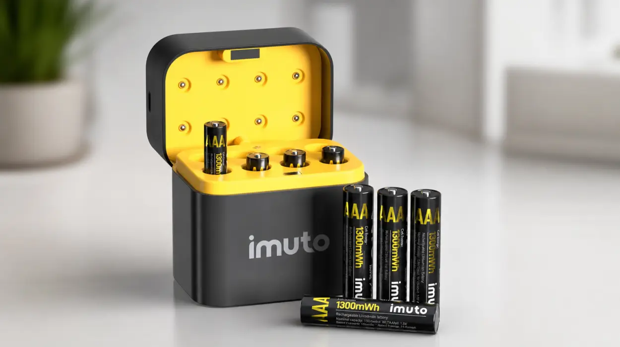 Pilas recargables imuto AAA de 1,5 V con cargador USB-C y 1300 mWh