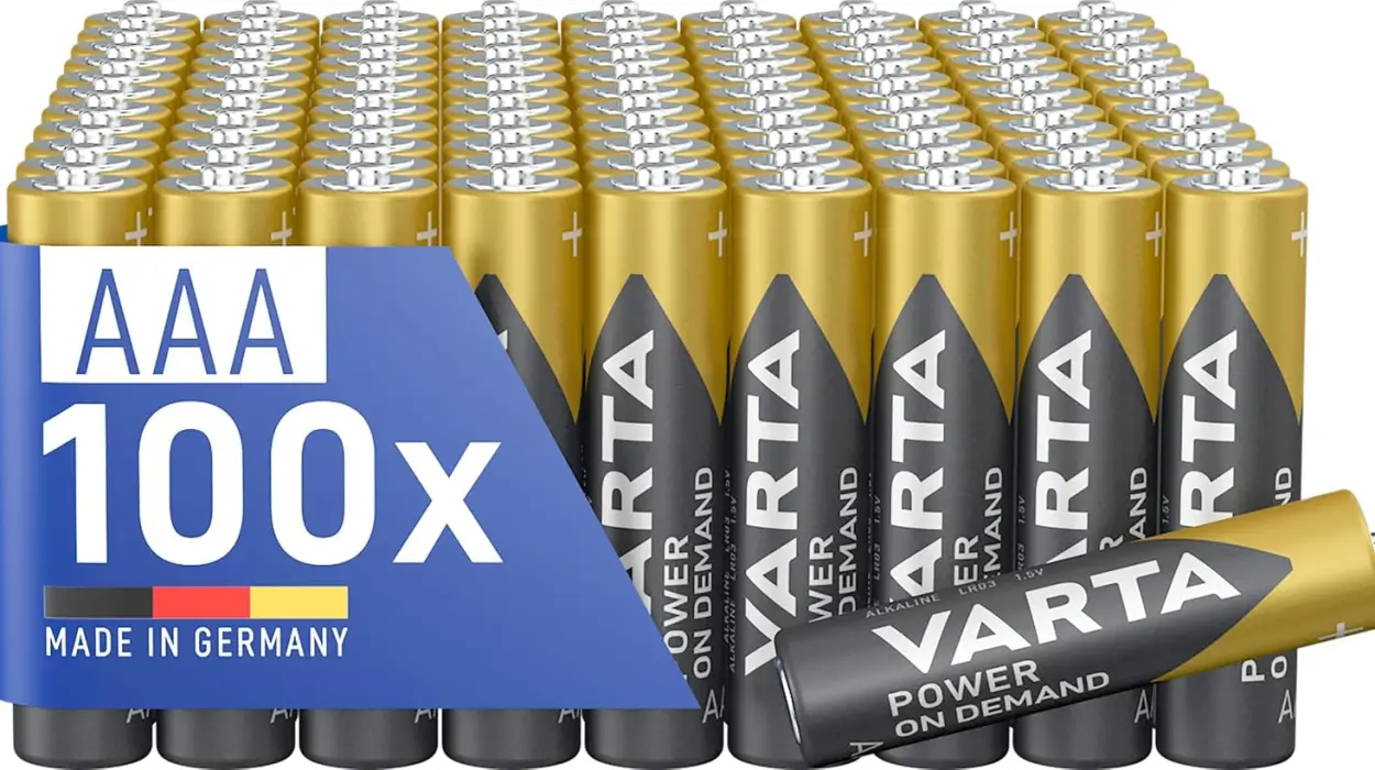 Pack x100 pilas alcalinas VARTA Power on Demand AAA de 1,5V para dispositivos electrónicos