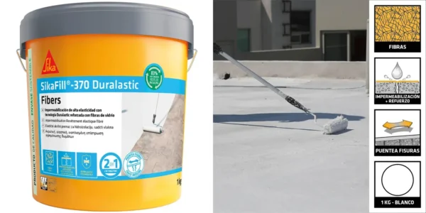 Pintura de impermeabilización reforzada con fibra SikaFill 370 Duralastic
