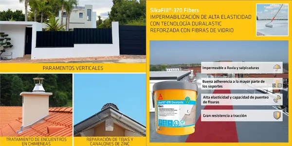 Pintura de impermeabilización reforzada con fibra SikaFill 370 Duralastic