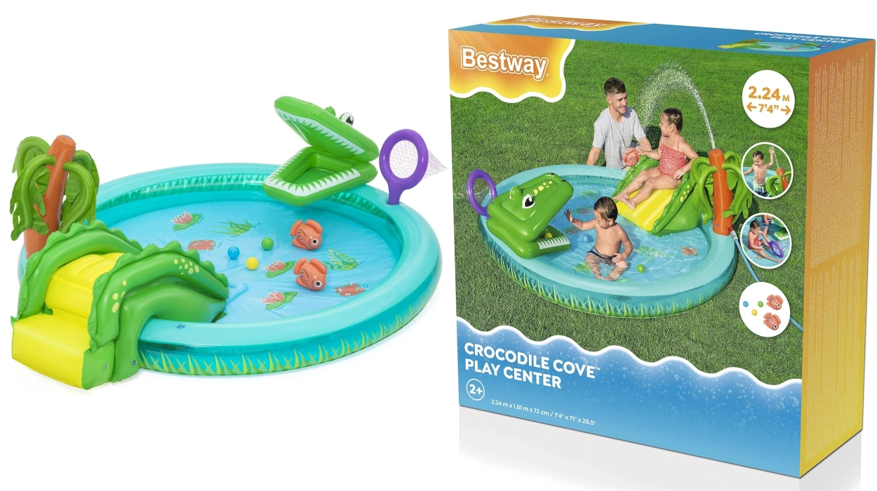 piscina-infantil-bestway-crocodile-cove-con-tobogan