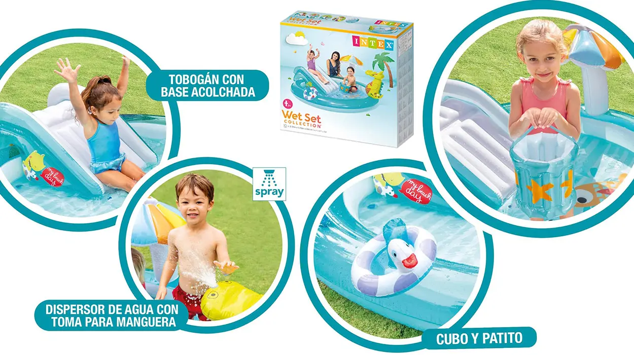 Piscina infantil hinchable Intex 57165 con tobogán y pulverizador de agua barata