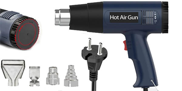 Pistola aire caliente eléctrico 2000W Gun calor con doble temperatura 4  boquilla 