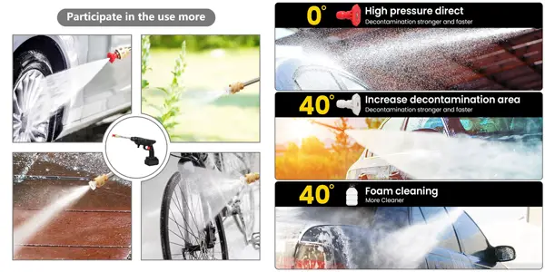 Pistola de lavado inalámbrica con accesorios