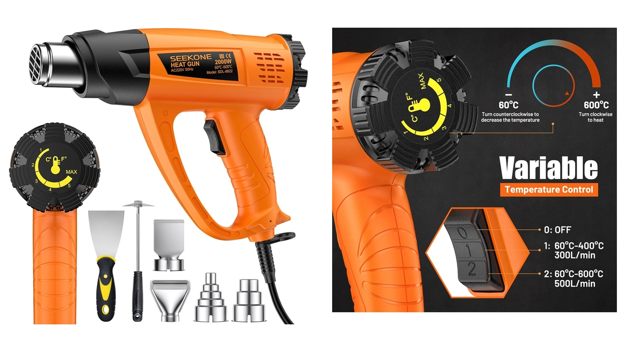 pistola de aire caliente Seekone con 7 accesorios