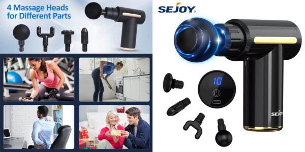 Pistola de masaje con 4 cabezales