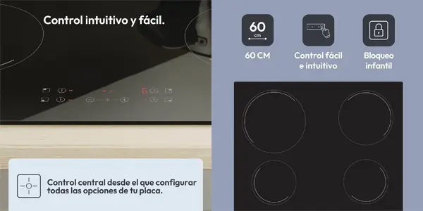 Placa de vitrocerámica Candy Idea CH64CCB 4U2