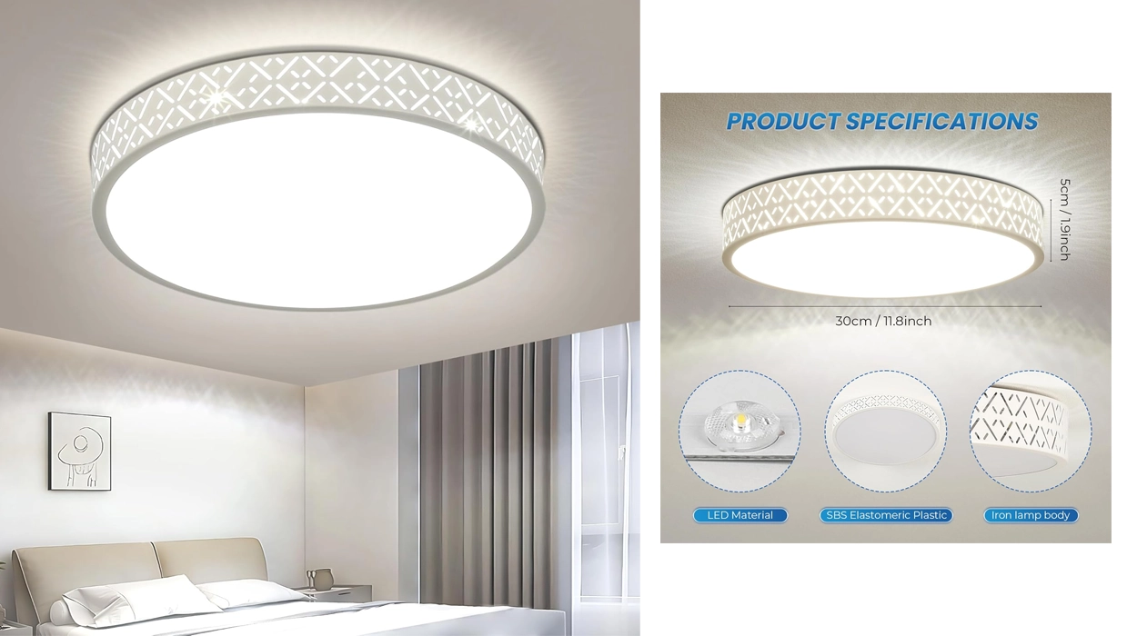 plafón de techo LED Kuwork con diseño calado