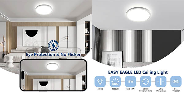 Plafón LED de techo Easy Eagle de 18W