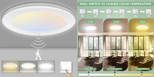 Plafón LED Paideste de 18W con sensor de movimiento