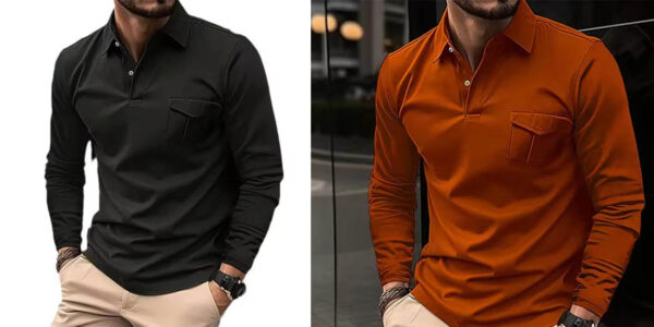 Polo camisa manga larga casual hombre oferta