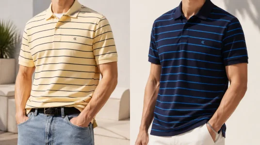 Polo de manga corta para hombre Calvin Klein en amarillo con diseño de rayas y tapeta de botones