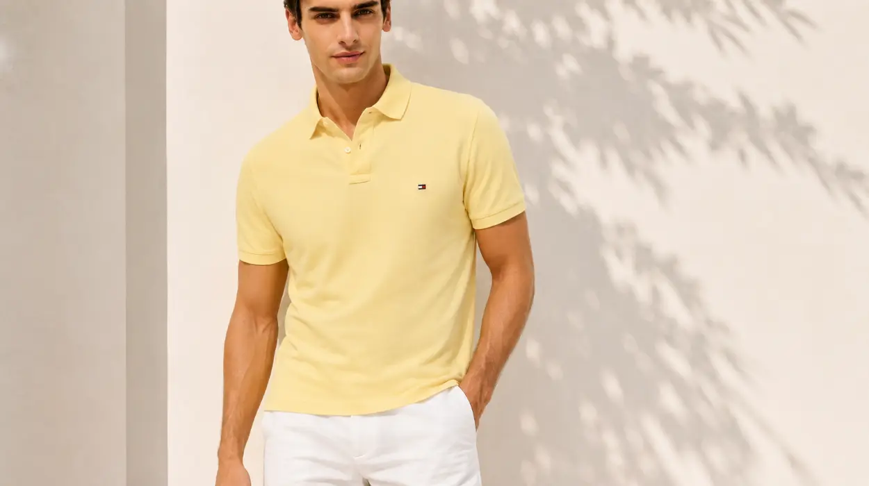 Polo Tommy Hilfiger Core 1985 Regular Fit para hombre en color amarillo
