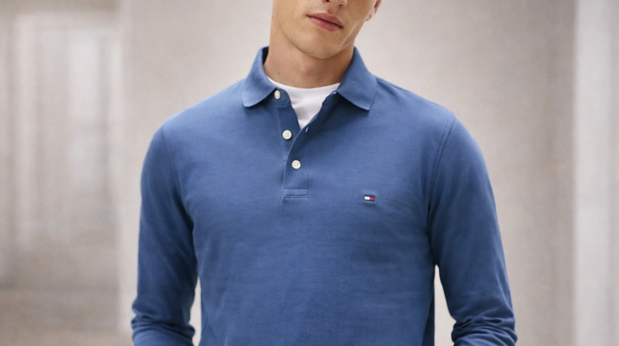 polo-tommy-hilfiger-de-manga-larga-azul-para-hombre