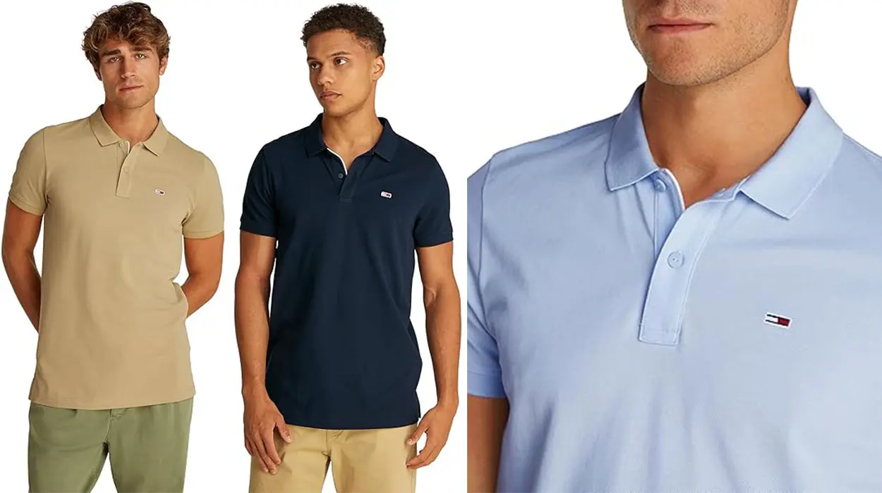 Polo Tommy Jeans TJM Slim Placket para hombre barato