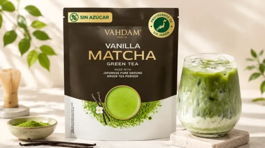 Polvo de Matcha Vainilla VAHDAM de 100g para 50 tazas