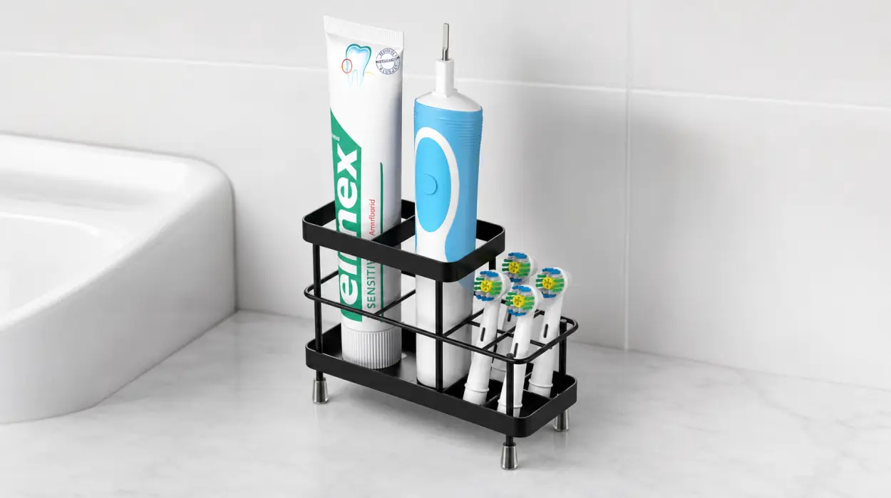 Portacepillos de dientes Luxspire de acero inoxidable con 6 ranuras