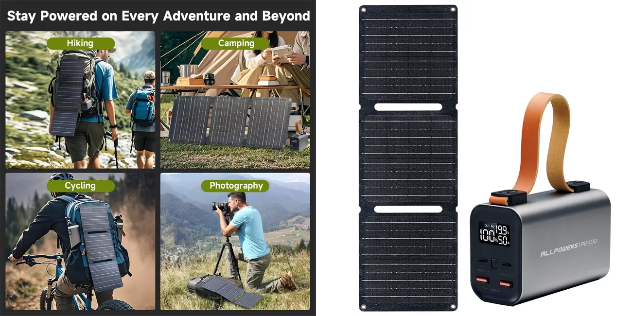 Powerbank ALLPOWERS de 24.000 mAh con paneles solares