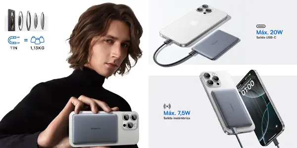 Batería portátil Baseus Picogo AM41 de 5.000 mAh con MagSafe