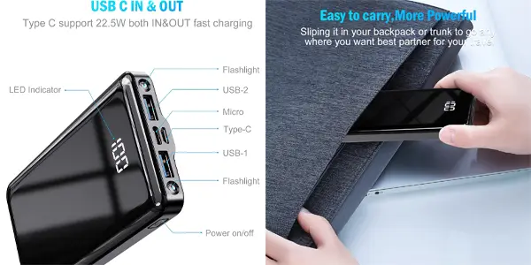 Powerbank EVARY de 12.000 mAh PD 22.5W