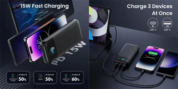 Powerbank QTshine de 26.800 mAh