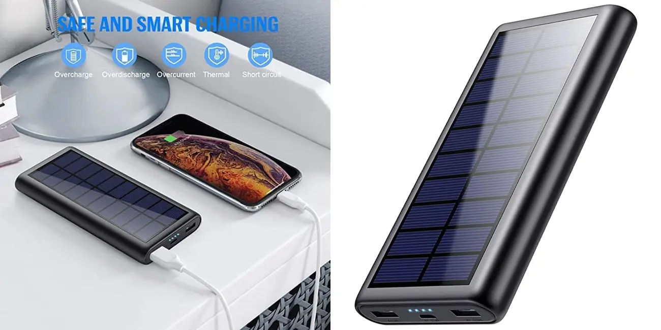 Powerbank QTshine de 26.800 mAh con carga solar