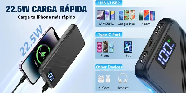 Batería portátil WKNENE de 10.000 mAh