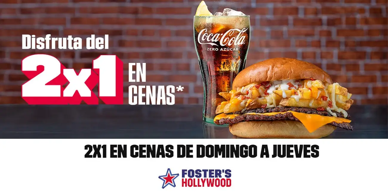 2x1 en cenas Foster's Hollywood de domingo a jueves