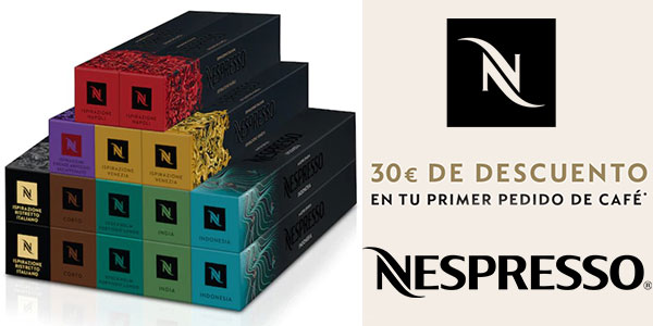 Consigue 30€ de descuento en tu primer pedido de 150 cápsulas de café Nespresso