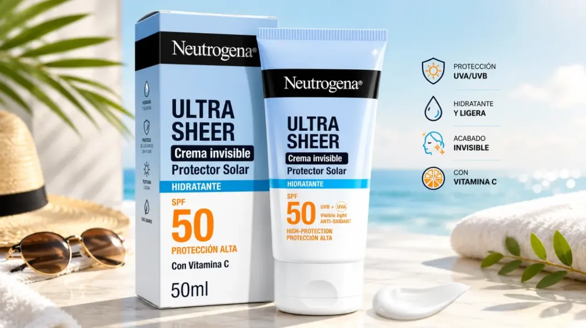 Neutrogena Ultra Sheer SPF50, crema solar facial hidratante