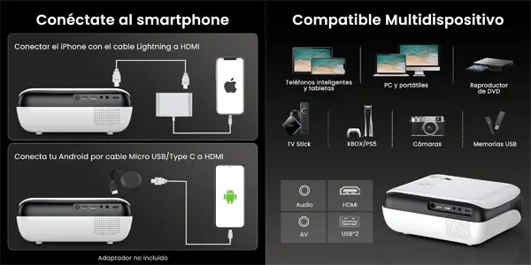 Proyector LED HAPPRUN 1080p