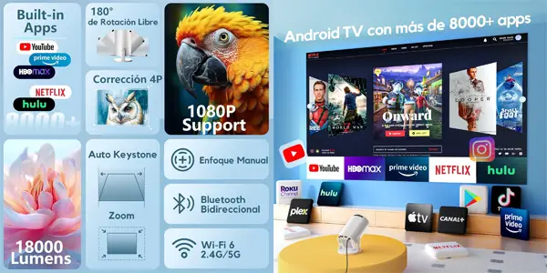 Proyector portátil AKIYO O2 HD